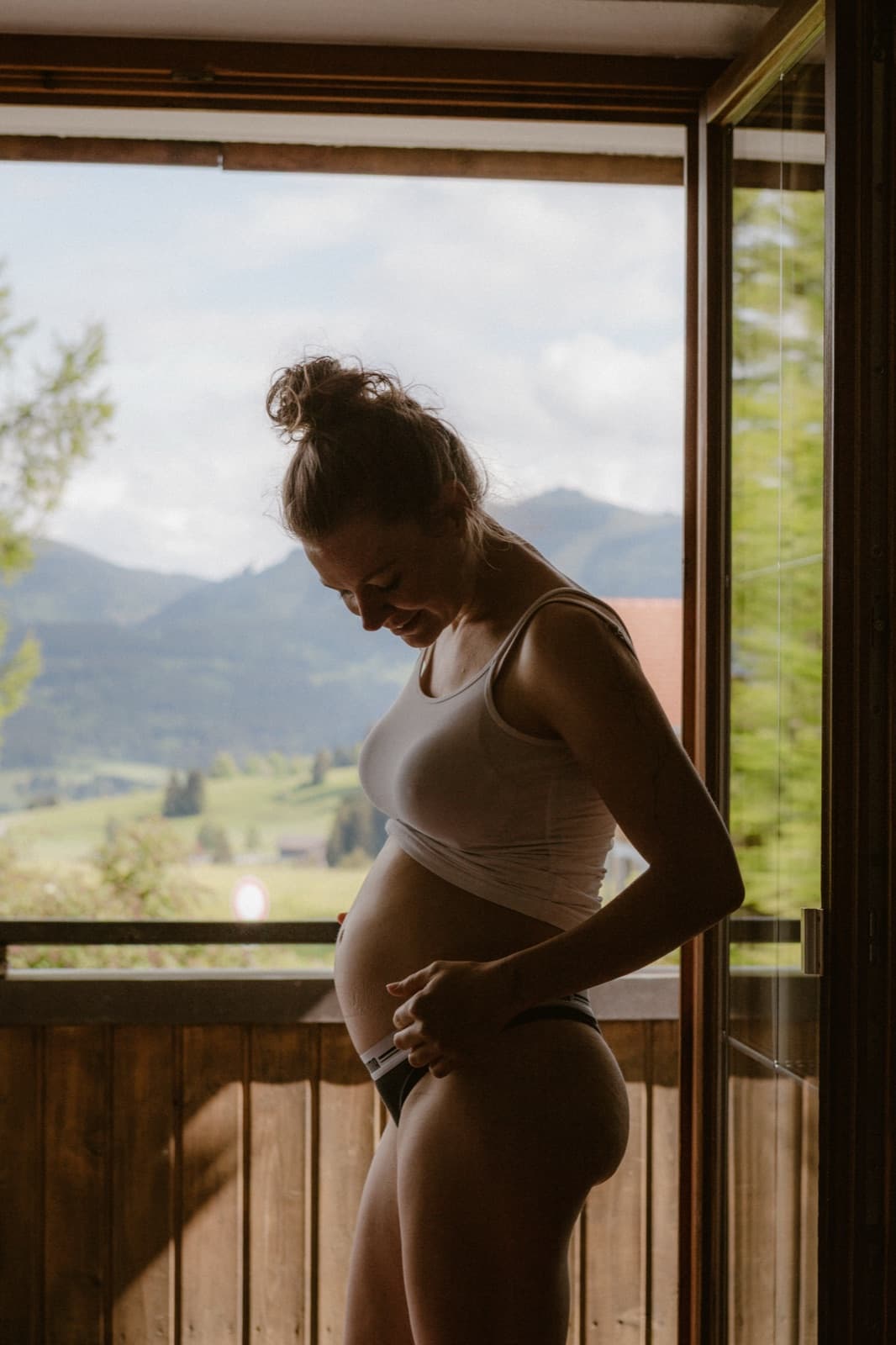 Silhouette auf dem Balkon